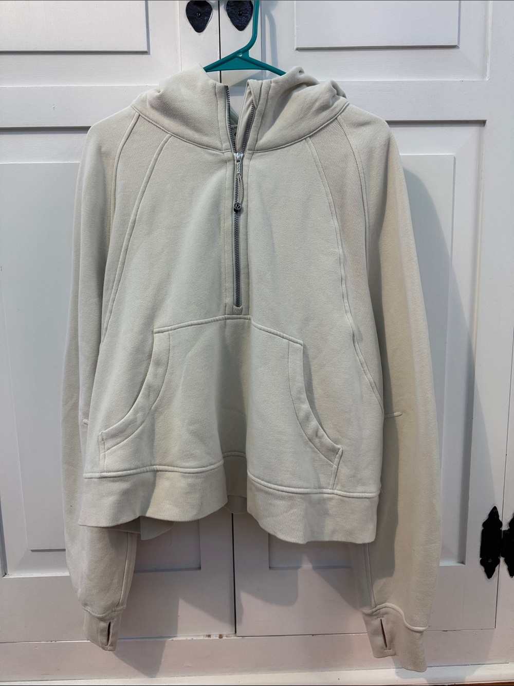 No Stains! NWOT Lululemon Bone Half Zip Scuba w/ Hood, Soft Off-White